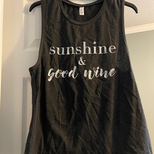 Bella Canvas Gray Tank Top Sunshine & Good Wine